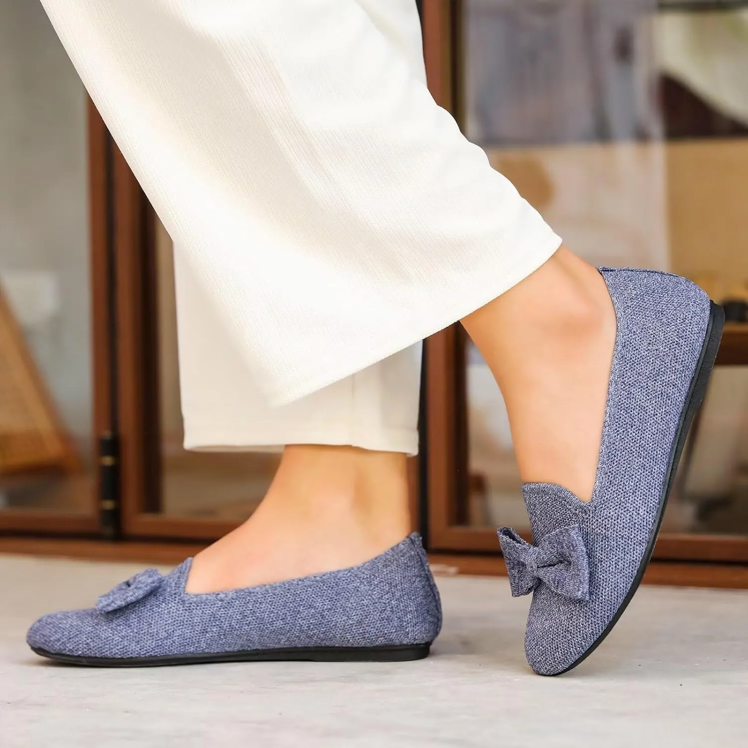 Women's Loafers Flats Comfortable Slip-on Bowknot Walking Dressy Penny Shoes with Arch Support