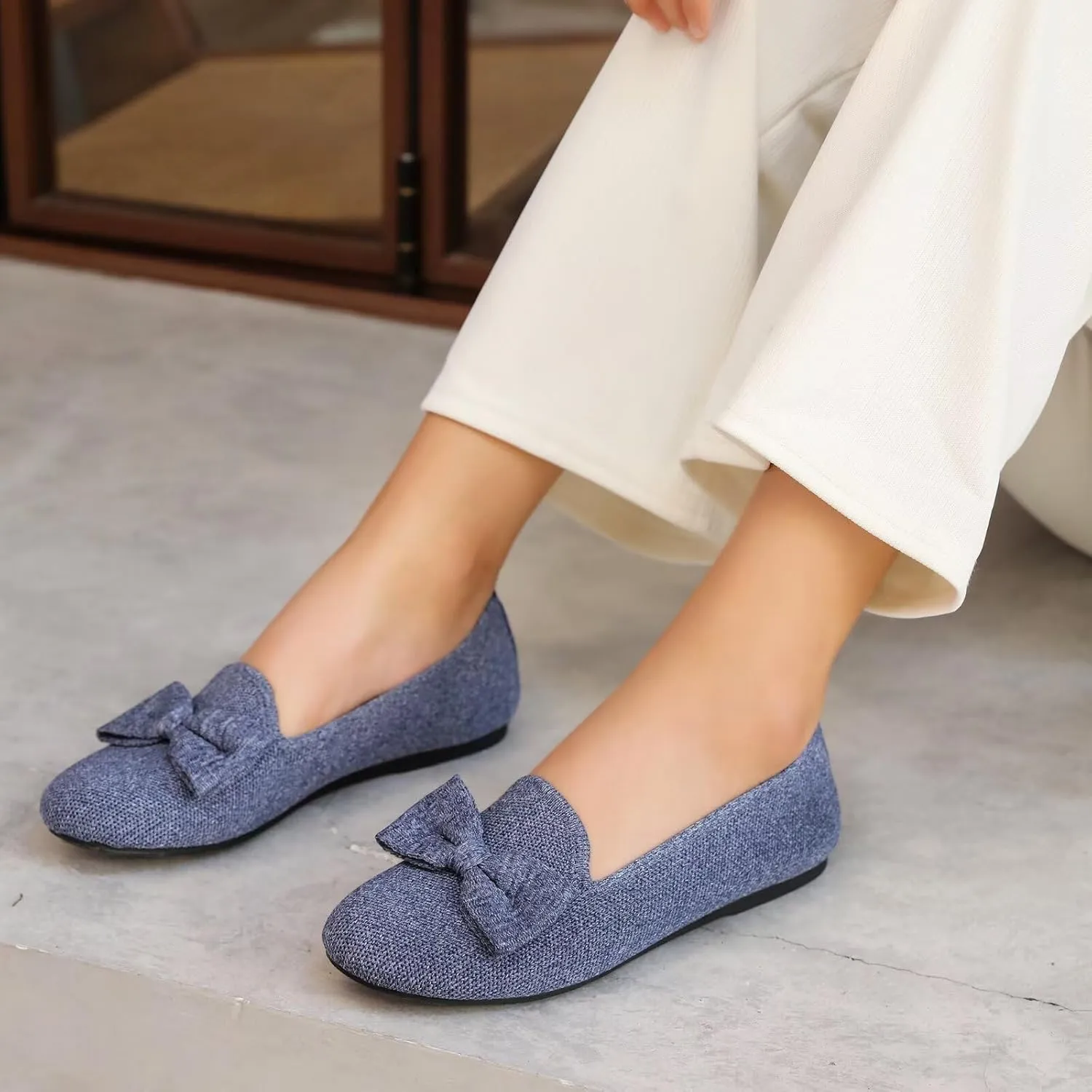 Women's Loafers Flats Comfortable Slip-on Bowknot Walking Dressy Penny Shoes with Arch Support