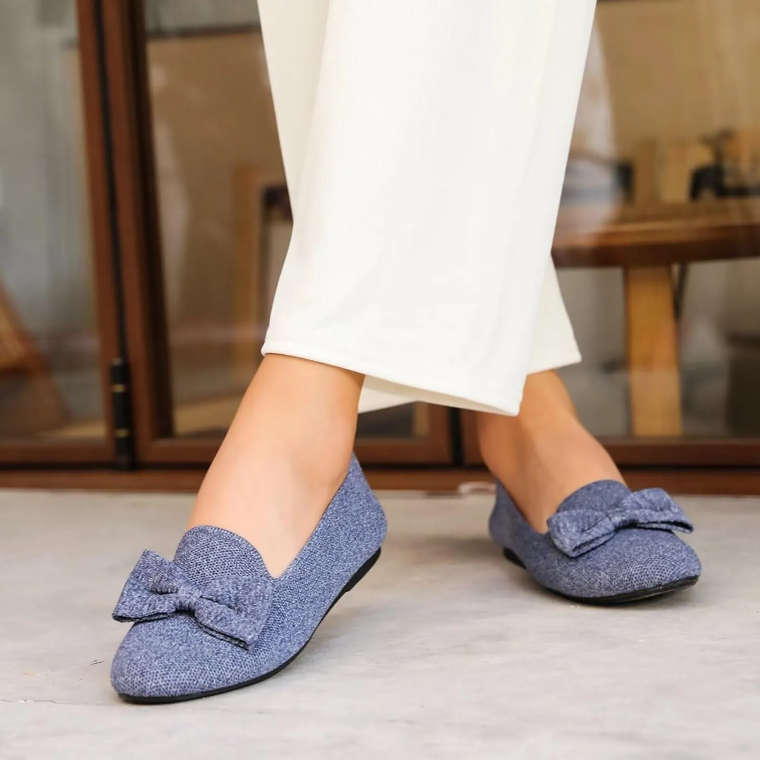 Women's Loafers Flats Comfortable Slip-on Bowknot Walking Dressy Penny Shoes with Arch Support