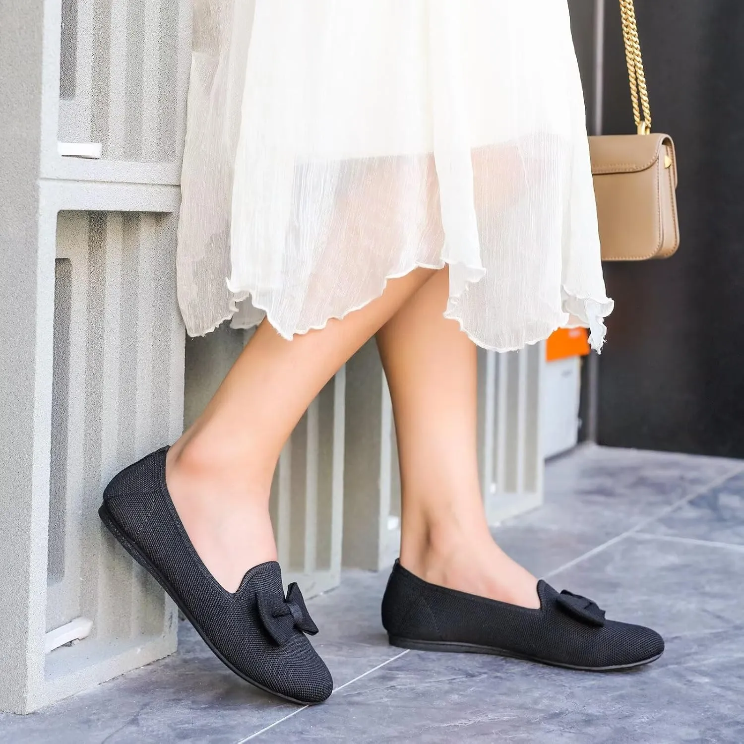 Women's Loafers Flats Comfortable Slip-on Bowknot Walking Dressy Penny Shoes with Arch Support