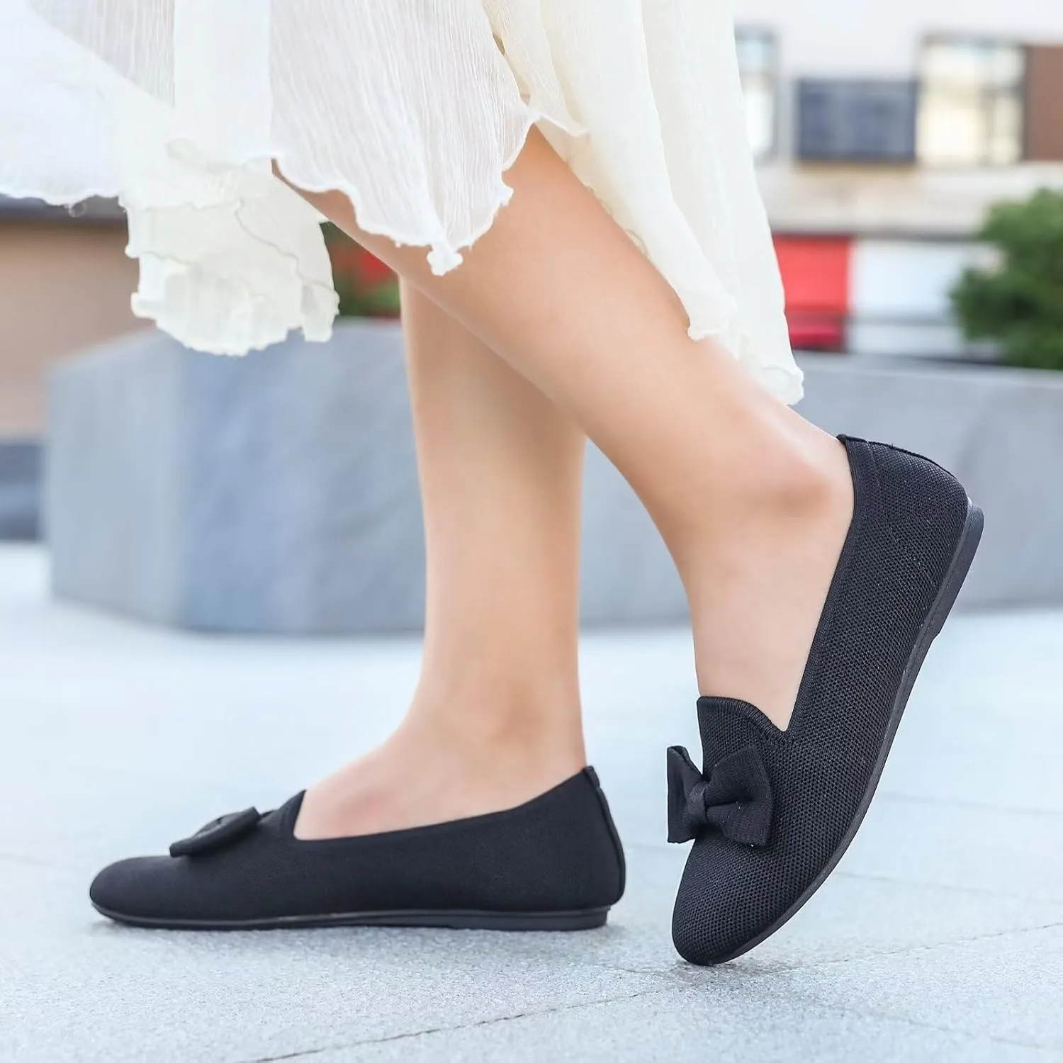 Women's Loafers Flats Comfortable Slip-on Bowknot Walking Dressy Penny Shoes with Arch Support