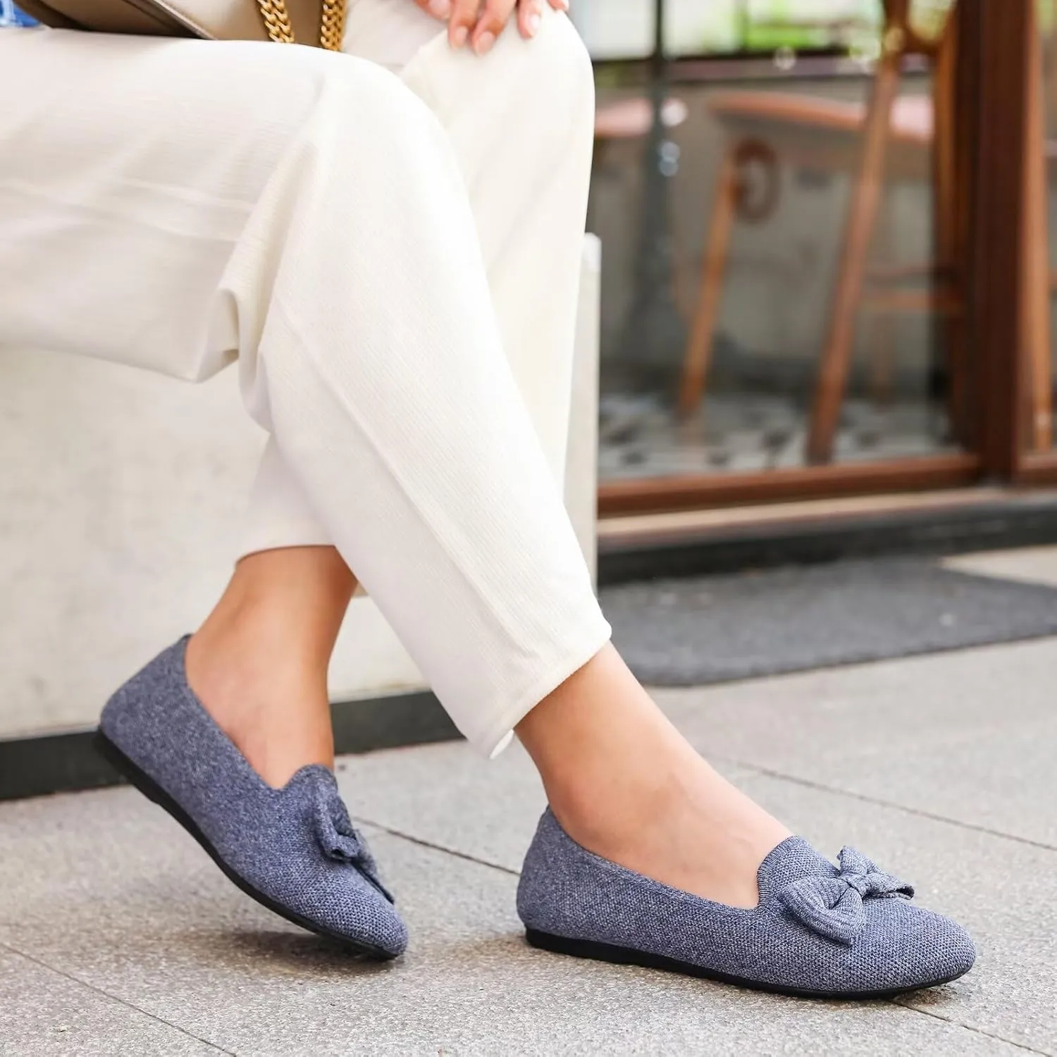 Women's Loafers Flats Comfortable Slip-on Bowknot Walking Dressy Penny Shoes with Arch Support