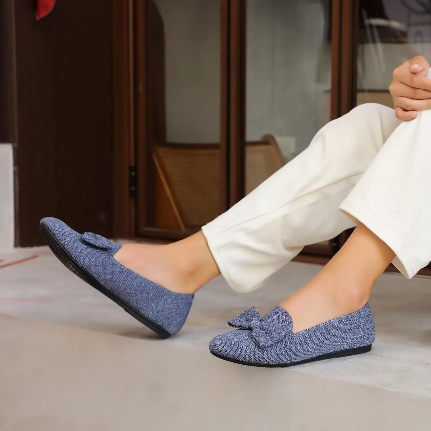 Women's Loafers Flats Comfortable Slip-on Bowknot Walking Dressy Penny Shoes with Arch Support