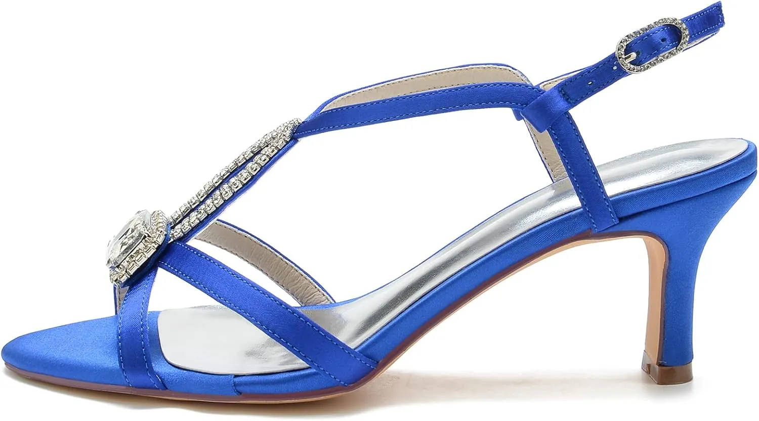 Women's Low Heels Bridal Wedding Sandals Heels Open Toe Ankle Strap Bridal Rhinestone Dress Women Shoes 6.5Cm