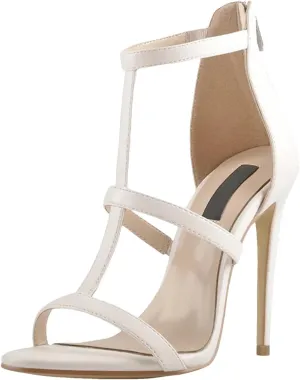 Women's Matte Black Stiletto Sandals, Triple Strap Back Zipper Slim Heels