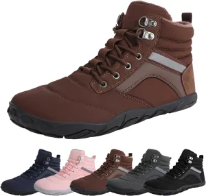 Womens Mens Winter Barefoot Boots Warm Minimalist Wide Toe Box Snow Boots Zero Drop Sole Outdoor Water Resistant Ankle Booties