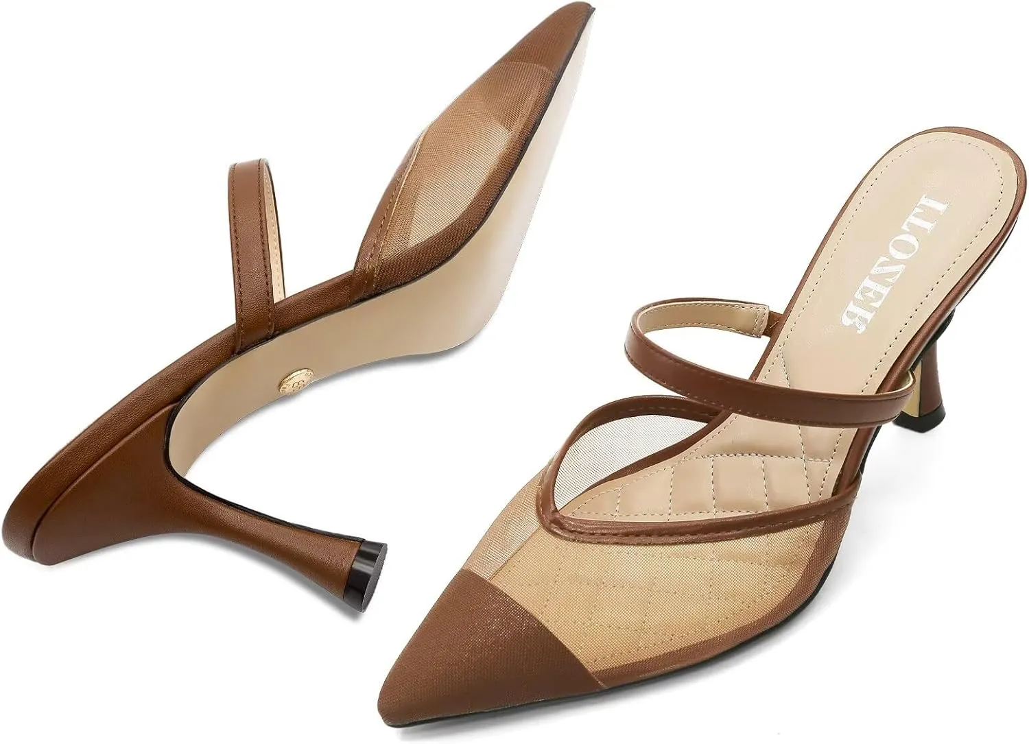 Women's Mesh Mule Heels for Women Close Pointed Toe High Heels Pumps Womens Heeled Sandals