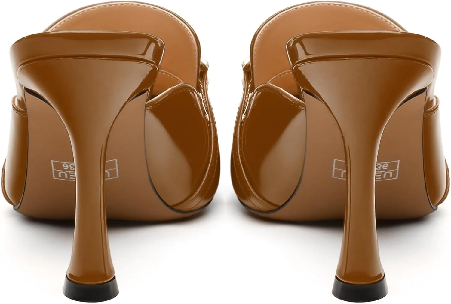 Women's Mules with Heels, Pointed Closed Toe Stiletto Heels, Slip On Fashion Solid Patent Slide Sandal for Women