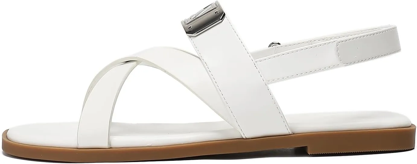 Women’s One Band Flat Sandals with Ankle Strap Back Counter Buckle Flat Sandals