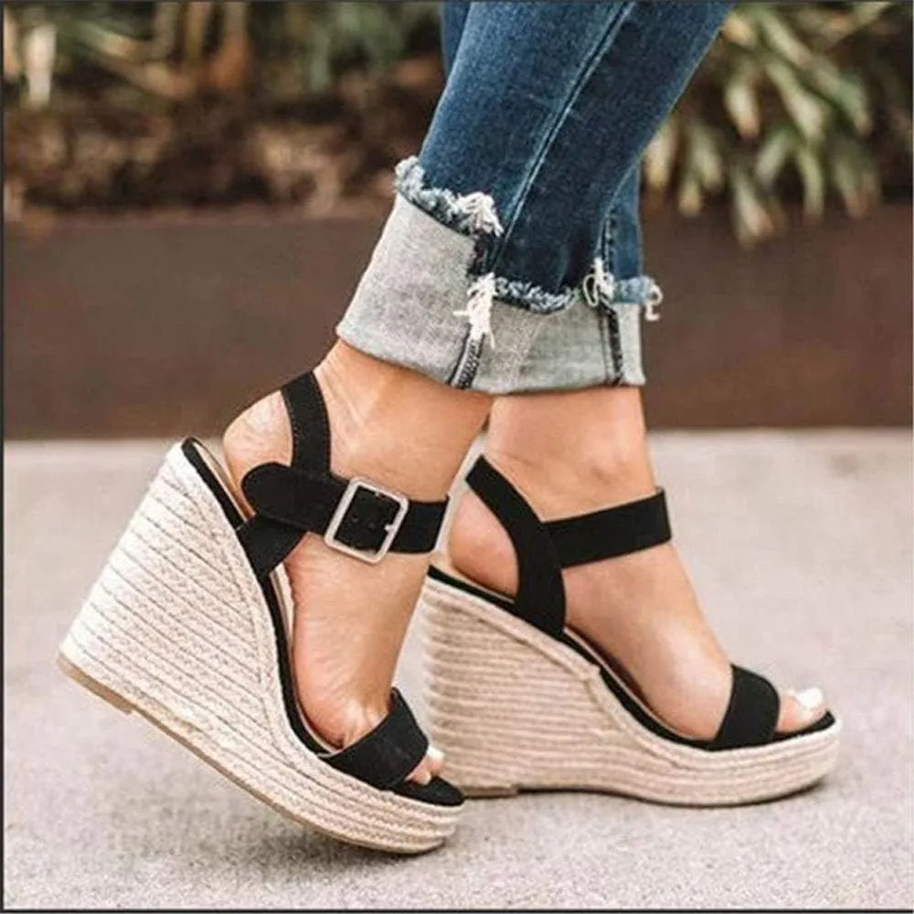 Women's Platform Sandals Wedge Ankle Strap Open Toe Sandals