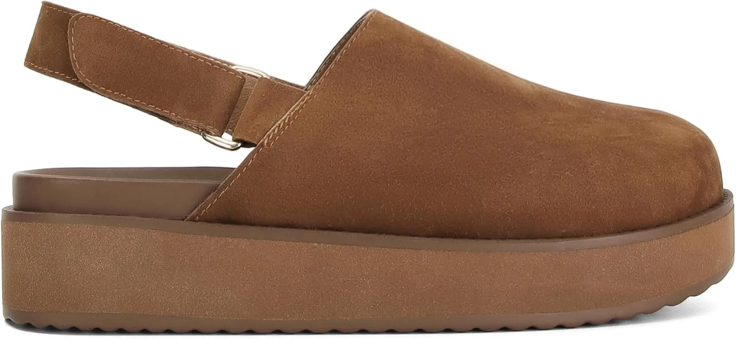 Women's Platform Slingback Clogs Suede Leather Short Ankle Mini Boots Comfy House Sneakers Anti-Slip Boot with Back Strap