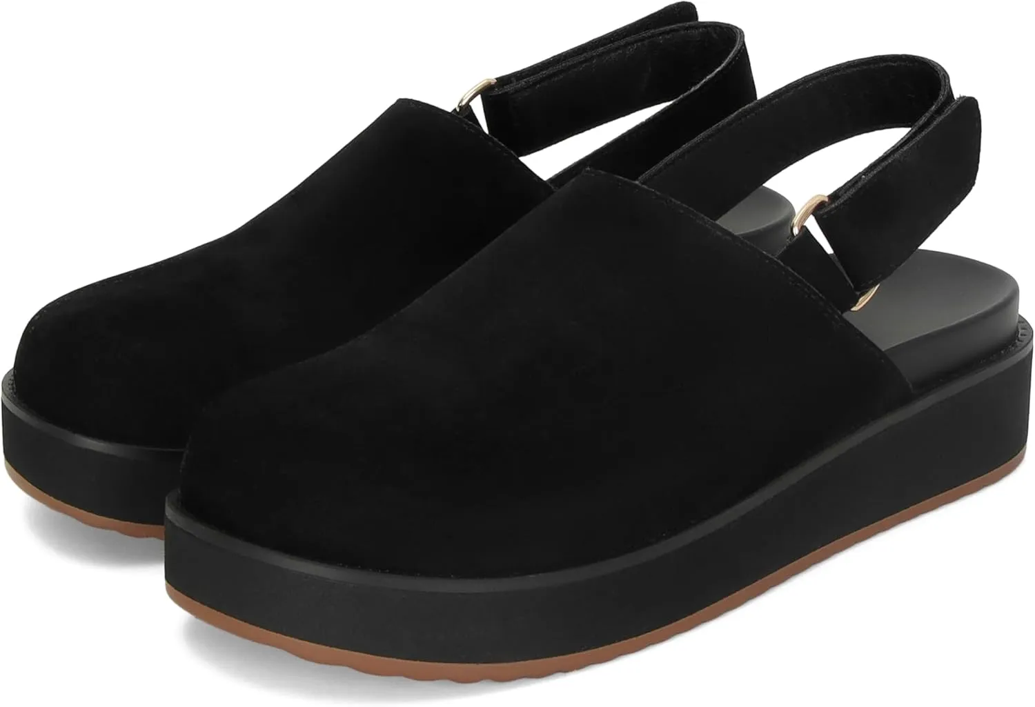 Women's Platform Slingback Clogs Suede Leather Short Ankle Mini Boots Comfy House Sneakers Anti-Slip Boot with Back Strap