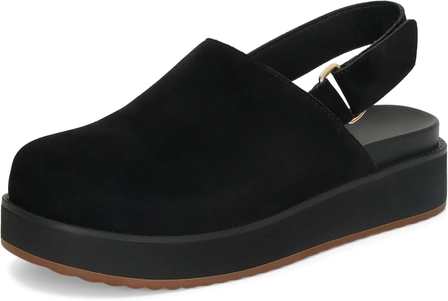 Women's Platform Slingback Clogs Suede Leather Short Ankle Mini Boots Comfy House Sneakers Anti-Slip Boot with Back Strap