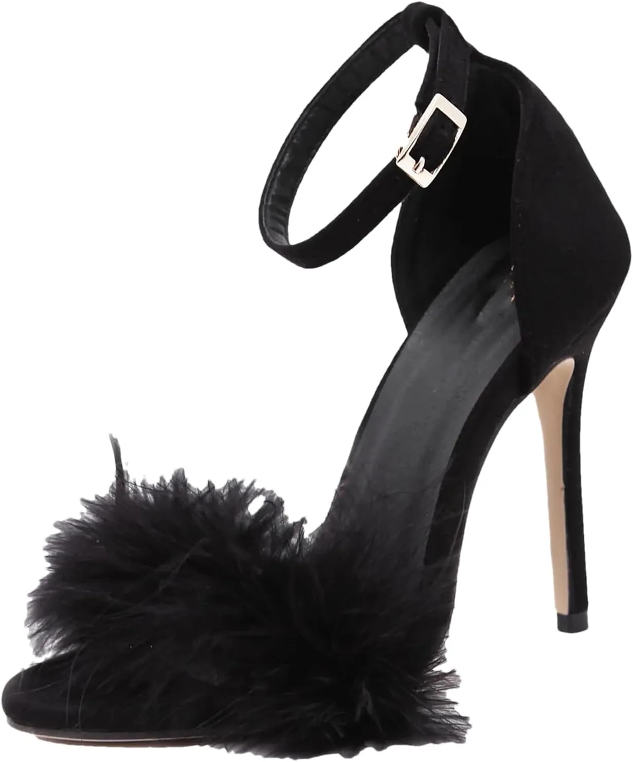 Women's Plush Ankle Strap Sandals, Peep Toe Soft Party Heels