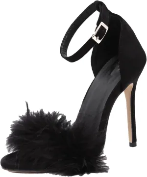 Women's Plush Ankle Strap Sandals, Peep Toe Soft Party Heels