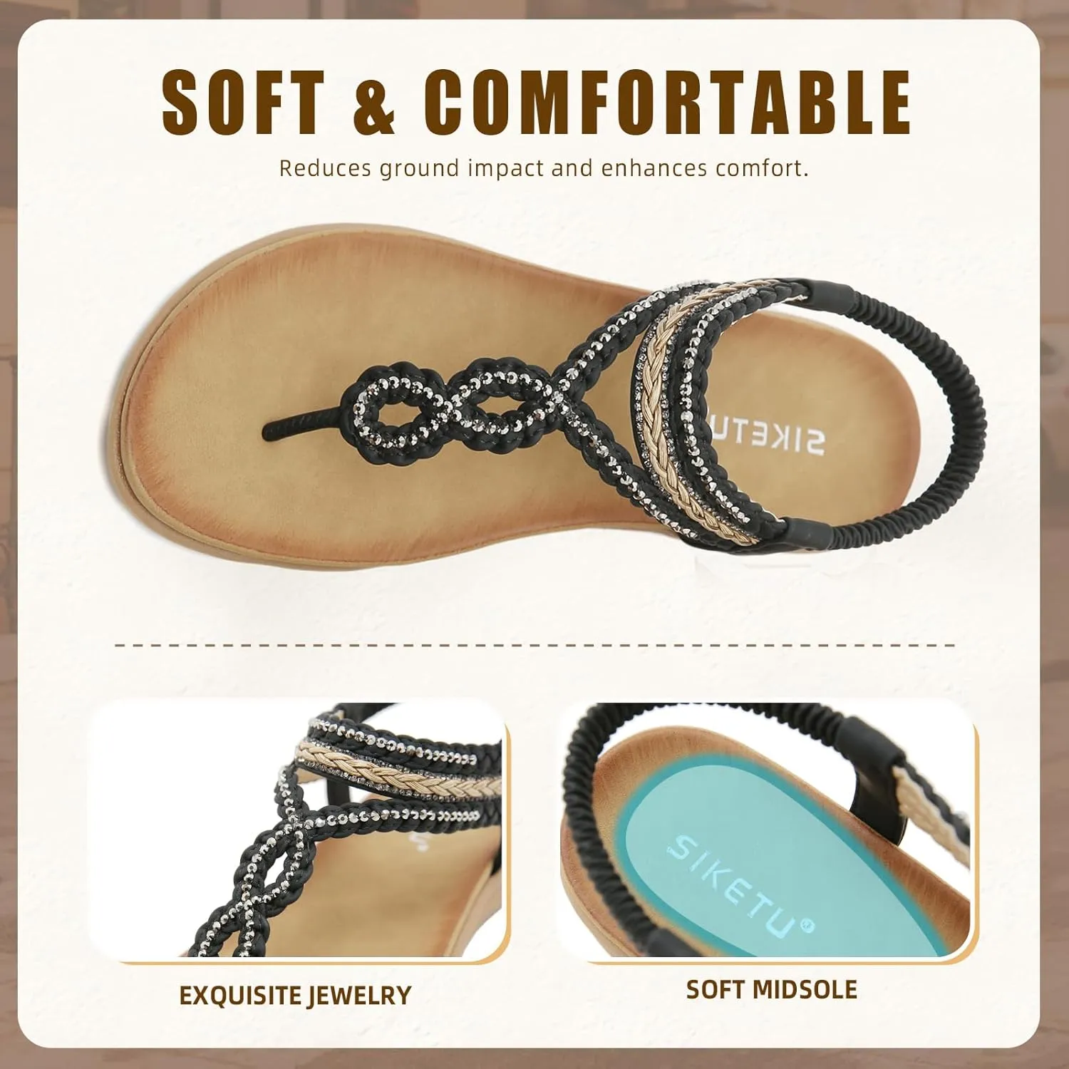 Womens Sandals Comfortable Dressy with Elastic Ankle Strap
