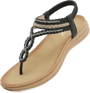Womens Sandals Comfortable Dressy with Elastic Ankle Strap