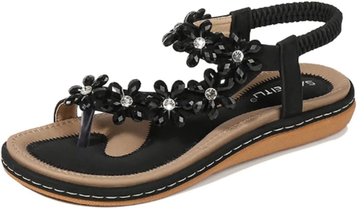 Womens Sandals Summer Dressy Flat Sandals Casual Comfortable Beach Bohemian Sandal Flat Shoes