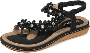 Womens Sandals Summer Dressy Flat Sandals Casual Comfortable Beach Bohemian Sandal Flat Shoes