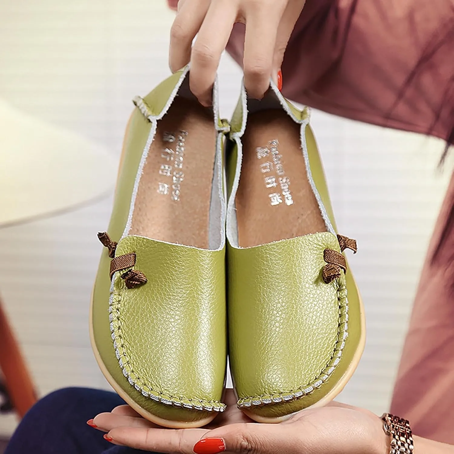 Womens Shoes Fall 2024White Leather Sneakers for Women Loafers for Women Fashion Casual Comfy Soft Womens Christmas Shoes Comfortable & Lightweight