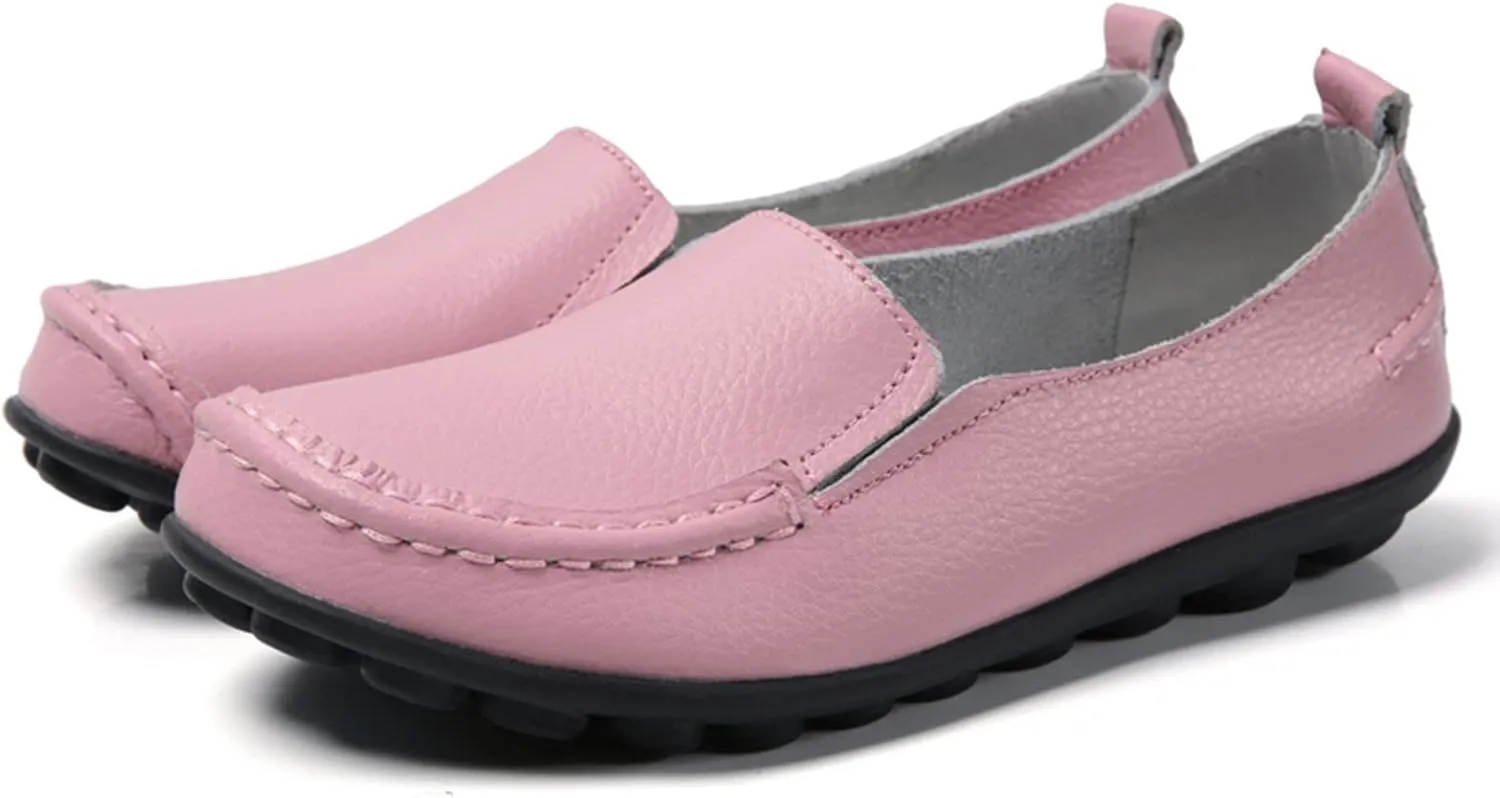 Women's Slip On Leather Shoes Soft Flat Soled Non Slip Elderly Loafers Orthopedic Slip-On Loafers Work Shoes