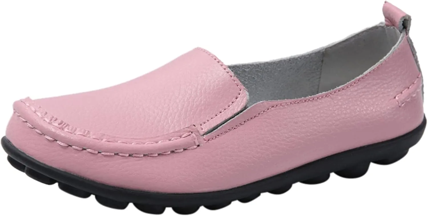 Women's Slip On Leather Shoes Soft Flat Soled Non Slip Elderly Loafers Orthopedic Slip-On Loafers Work Shoes