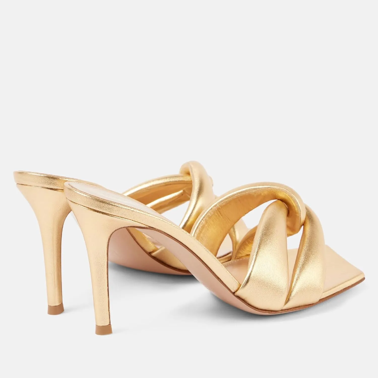 Women's Stiletto Heel Square Open Toe Crisscross Slide Sandals Comfortable Slip On High Heel Backless Cross Strap Mule Shoes Prom Party Heeled Sandals for Women
