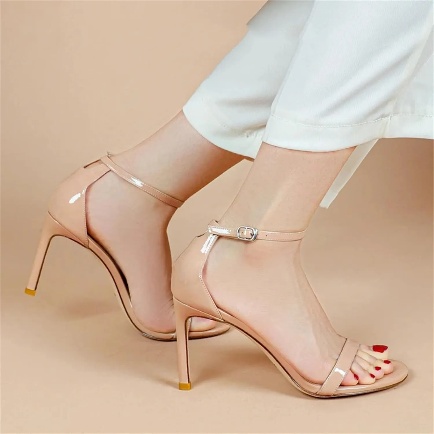 Women's Summer Luxury Leather Ankle Strap Sandals, Thin High Heels Party Fashion