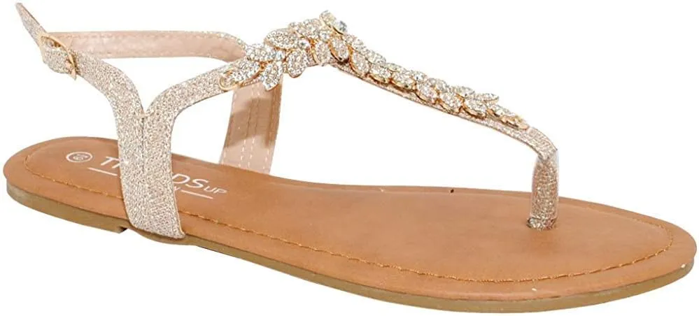 Womens T-Strap Buckle Flats Sandals