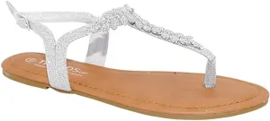 Womens T-Strap Buckle Flats Sandals