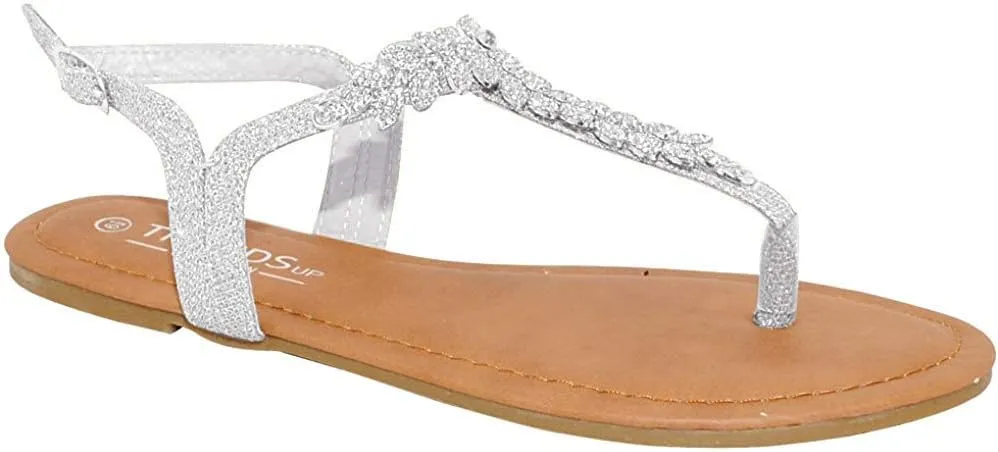 Womens T-Strap Buckle Flats Sandals