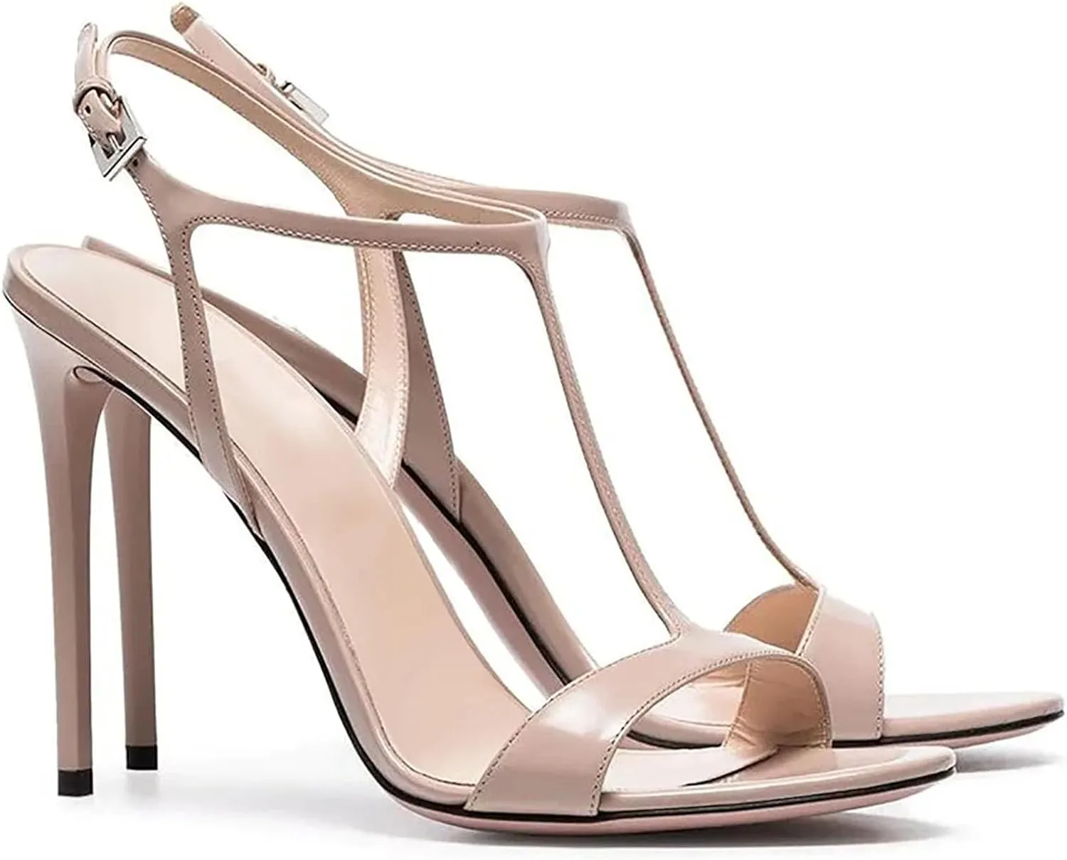 Women's T-Strap Stiletto Sandals, Peep Toe Evening Wedding Heels