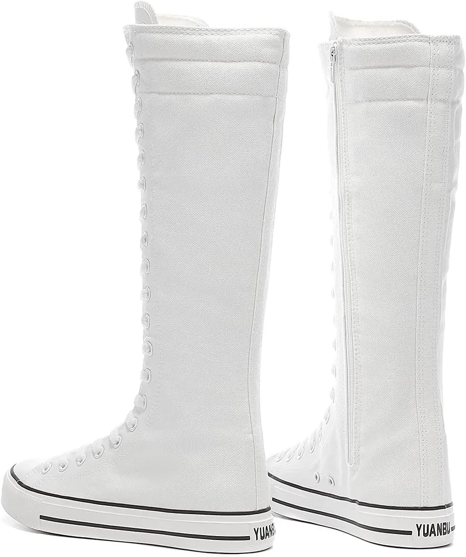 Women's Tall Canvas Lace up Knee High Sneakers