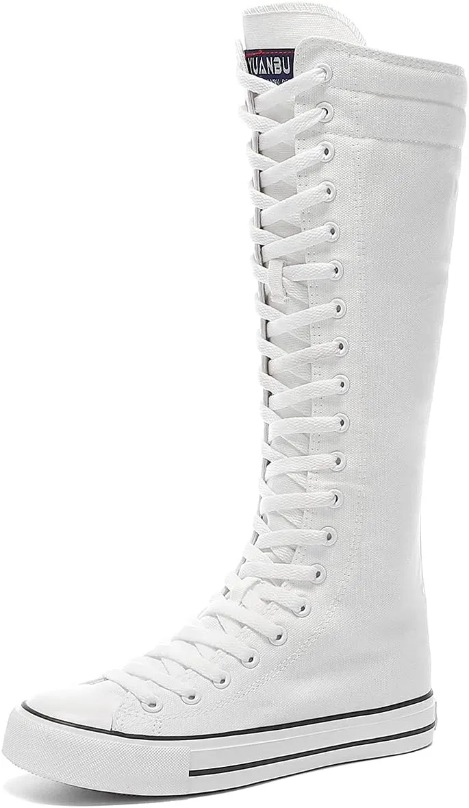 Women's Tall Canvas Lace up Knee High Sneakers