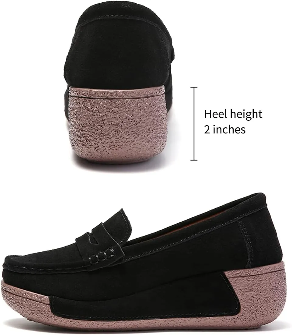 Women's Wedge Loafers Platform Sneakers Slip-ons Shoes for Casual Walking
