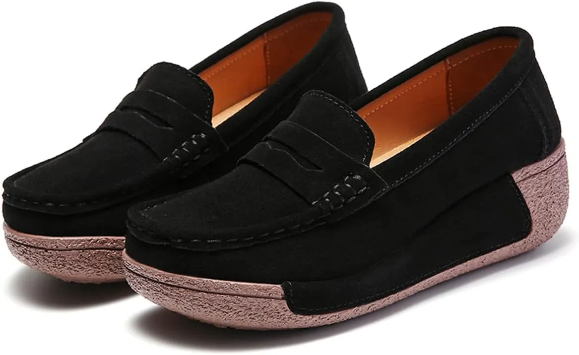 Women's Wedge Loafers Platform Sneakers Slip-ons Shoes for Casual Walking