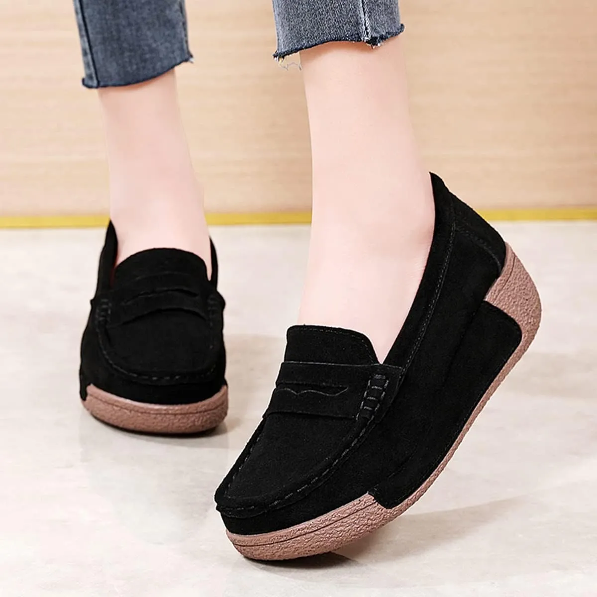 Women's Wedge Loafers Platform Sneakers Slip-ons Shoes for Casual Walking
