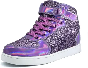 Wooowyet Glitter Shoes Kids High Top Sneakers for Boys Girls Gift Party Birthday Christmas Halloween