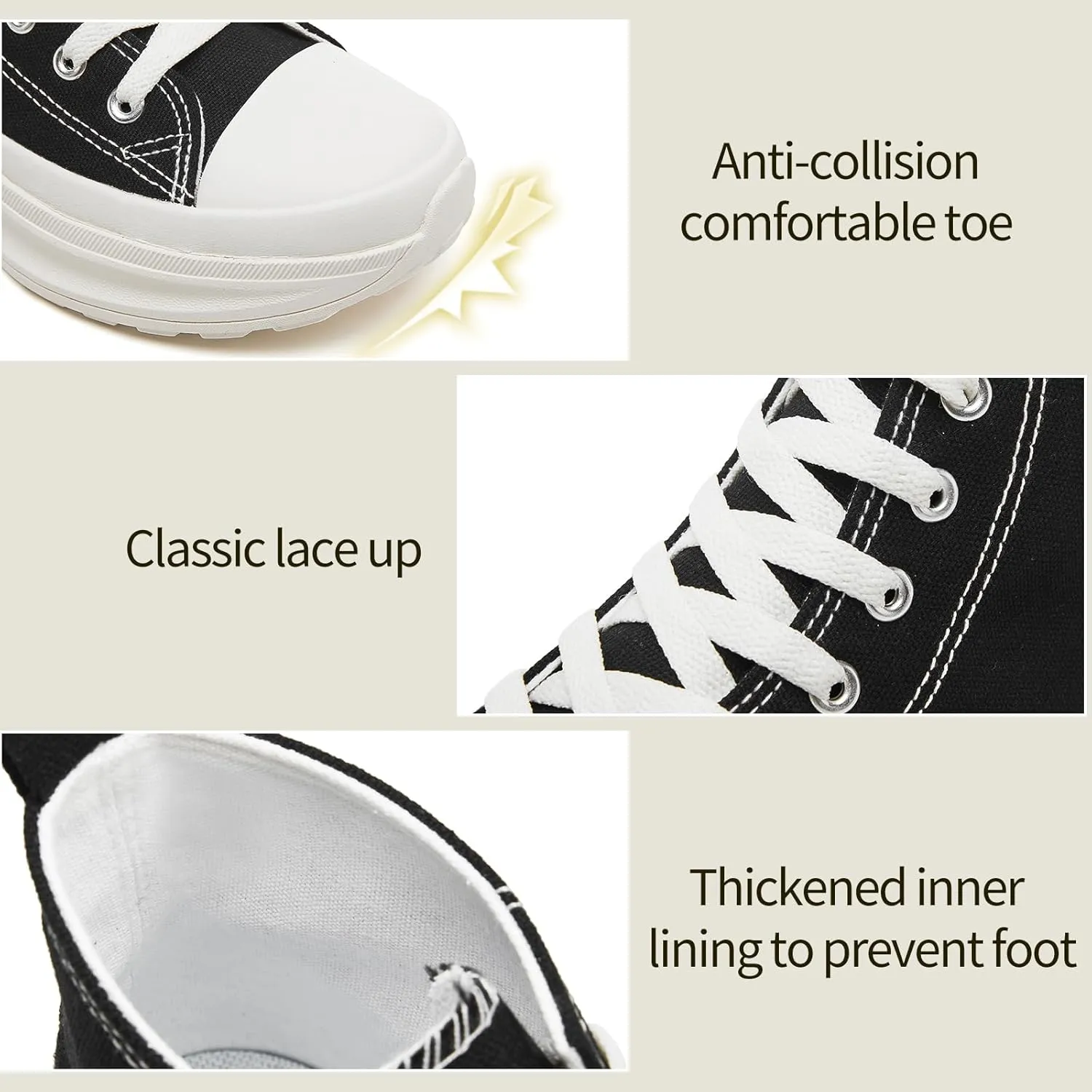 Yageyan Womens High Top Sneakers - Platform Shoes, Canvas, Tennis, Classic, Casual, Comfortable