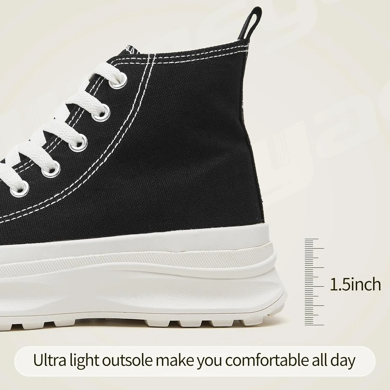 Yageyan Womens High Top Sneakers - Platform Shoes, Canvas, Tennis, Classic, Casual, Comfortable