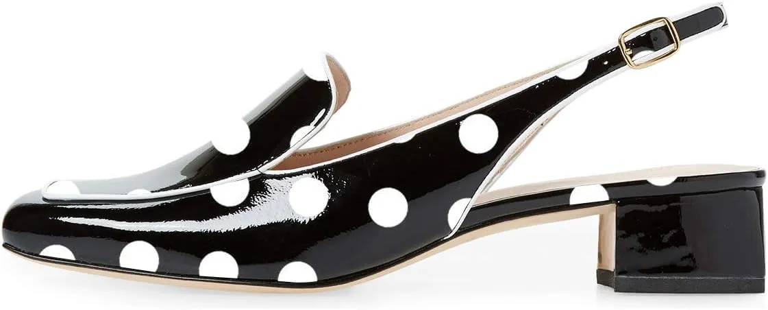 YDN Women Closed Square Toe Block Low Heels Slingback Formal Loafer Dressy Shoes Office Lady Pump Size 4-15 US