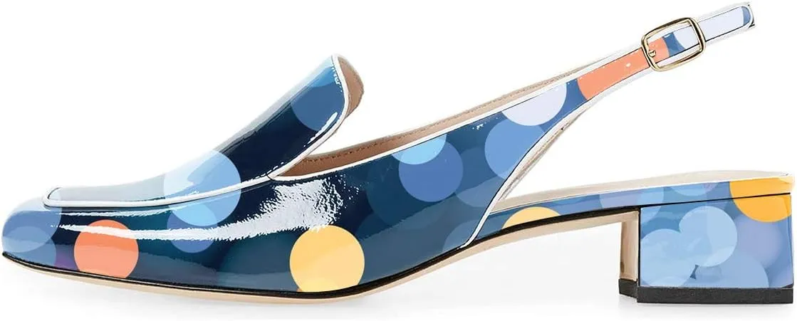 YDN Women Closed Square Toe Block Low Heels Slingback Formal Loafer Dressy Shoes Office Lady Pump Size 4-15 US