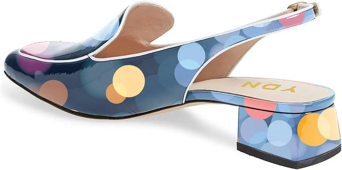 YDN Women Closed Square Toe Block Low Heels Slingback Formal Loafer Dressy Shoes Office Lady Pump Size 4-15 US