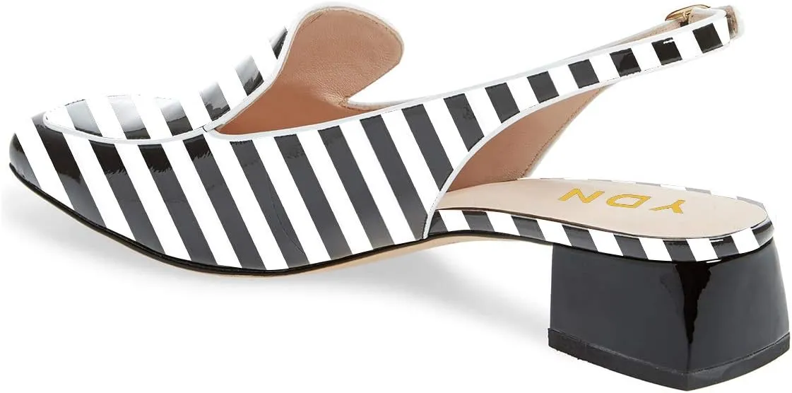 YDN Women Closed Square Toe Block Low Heels Slingback Formal Loafer Dressy Shoes Office Lady Pump Size 4-15 US