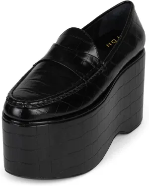 YDN Women's Platform Wedge High Heel Loafers Slip On Closed Rounded Toe Pumps Retro Office Leisure Party Shoes Size 4-16 US