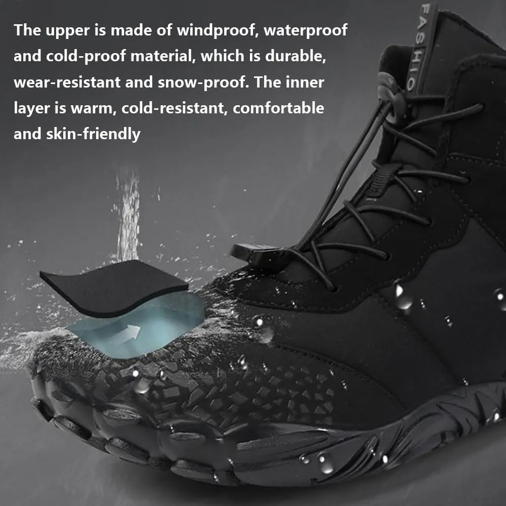 Zureto Hike Winter Footwear Barefoot Shoes Women Men, Autumn Winter Waterproof Wide Toe Box Barefoot Shoes Walking Boots